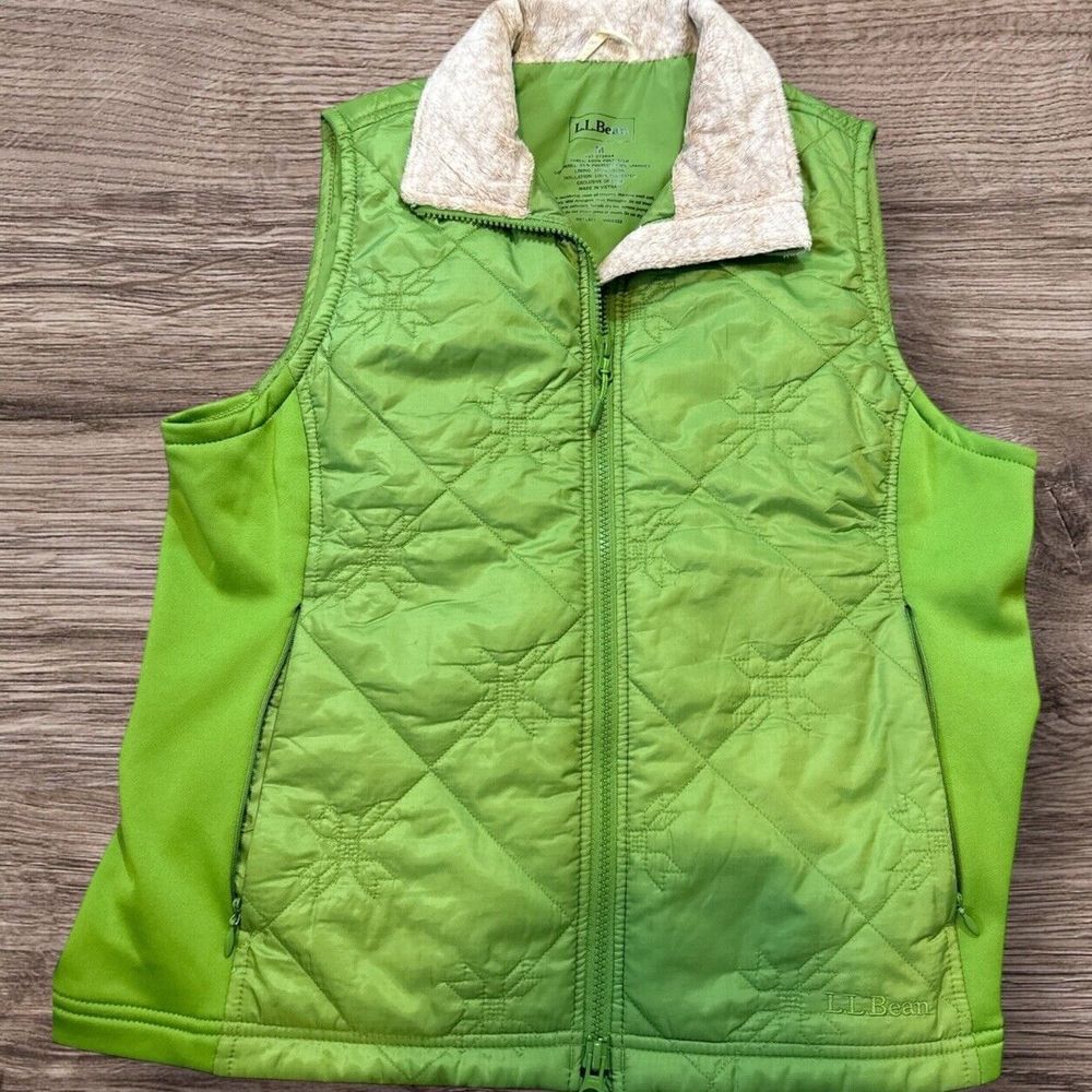 LL Bean 🔥Sleeveless Vest 🤑Quilted PocketsThinsulate Full‎ Zip 💚Green Medium